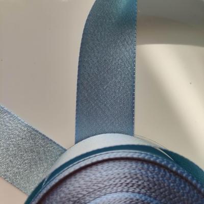 un mètre de ruban polyester bleu brillant argenté  40mm