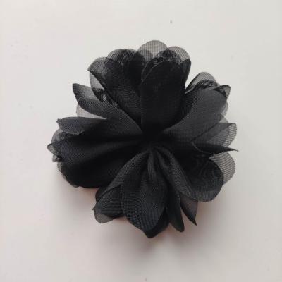 fleur en tissu mousseline noir  70mm