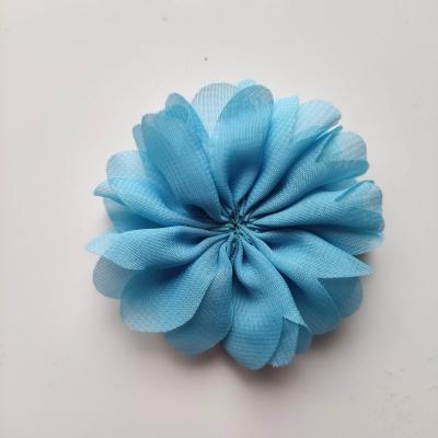 fleur en tissu mousseline bleu  70mm