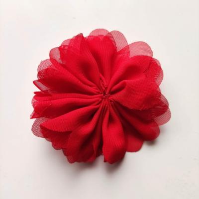 fleur en tissu mousseline rouge  70mm