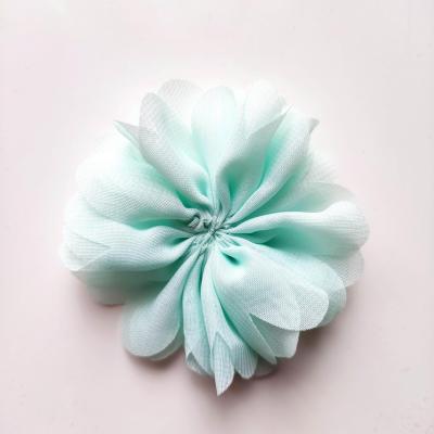 fleur en tissu mousseline vert eau  70mm