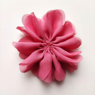 fleur en tissu mousseline vieux rose  70mm