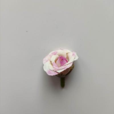 petite rose en tissu 20mm ivoire et mauve