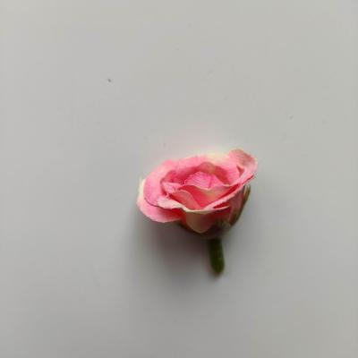 petite rose en tissu 20mm ivoire et rose