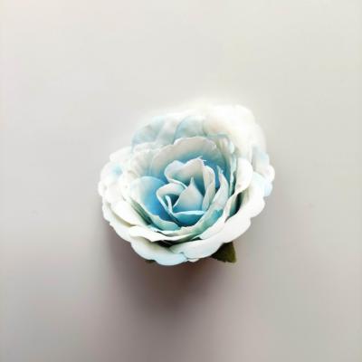 tête de fleur artificielle en tissu 50mm ivoire et bleu
