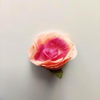 tête de fleur artificielle en tissu 50mm peche et vieux rose