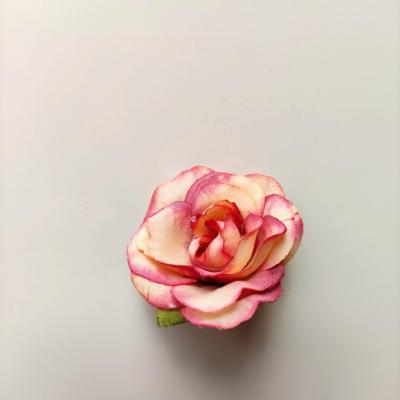 40mm fleur en tissu  peche et rose fuchsia