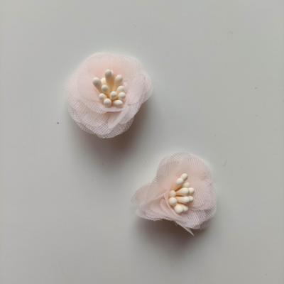 lot de 2 fleurs voile et pistils 25mm peche