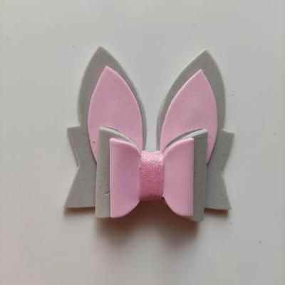barrette crocodile oreilles de lapin rose et gris SIM13