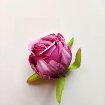 fleur tête de rose en tissu 50mm vieux rose