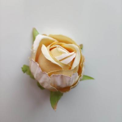 fleur tête de rose en tissu 50mm ivoire