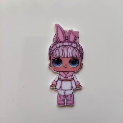 cabochon en resine poupée LOL rose oreille de lapin 20*50mm