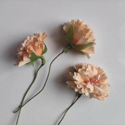 lot de 3 fleurs artificielles en tissu et pistils peche clair
