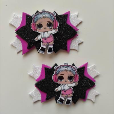 Lot de 2 barrettes noeuds noir,blanc et rose  poupée lol LOL03