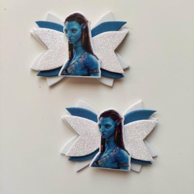 lot de 2 barrettes noeuds bleu et blanc avatar neytiri AVAT02
