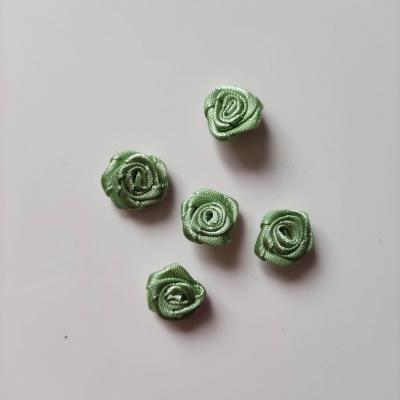 lot de 5 mini rose en satin 15mm vert