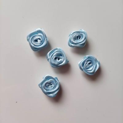 lot de 5 mini rose en satin 15mm bleu ciel