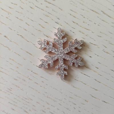 flocon de neige etoile de noel feutrine  pailleté  40mm argent