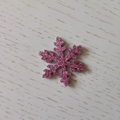 flocon de neige etoile de noel feutrine  pailleté  40mm rose (2)