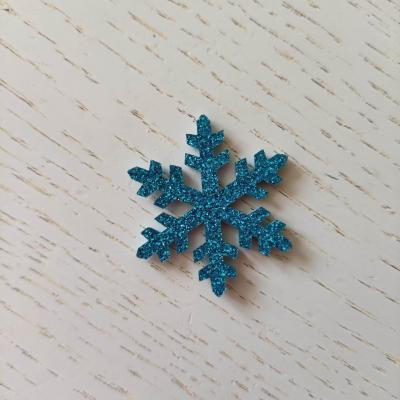 flocon de neige etoile de noel feutrine  pailleté  40mm bleu turquoise