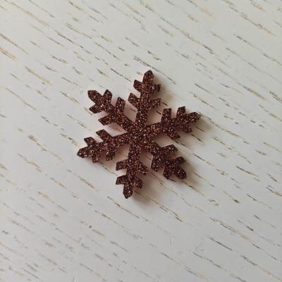 flocon de neige etoile de noel feutrine  pailleté  40mm marron