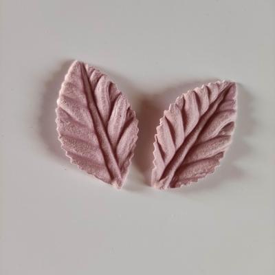 lot de 2 feuilles artificielles veloutés 50*30mm vieux rose