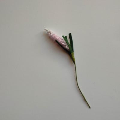 tige fleur en mousse blanc et rose pale 70mm