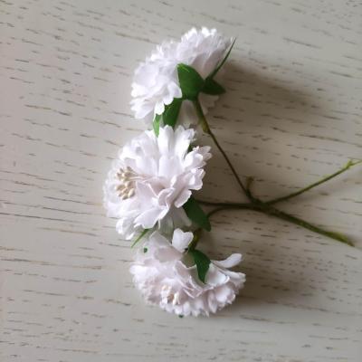 lot de 3 fleurs artificielles en tissu et pistils blanc