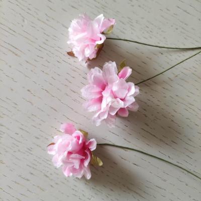 lot de 3 fleurs artificielles en tissu rose  sur tige