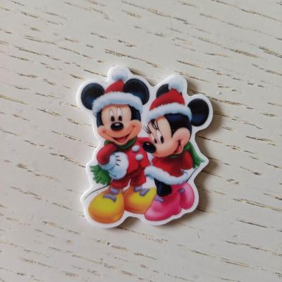 Cabochon plat en résine mickey et minnie noel   38*45mm