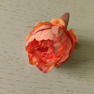 fleur tissu pivoine orange 50mm