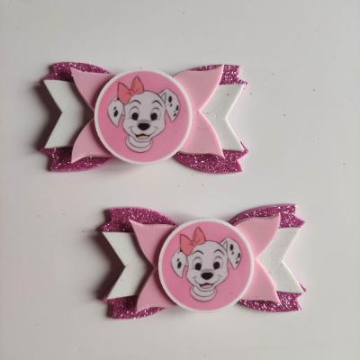 lot de 2 barrettes noeuds rose et blanc 101 dalmatiens DALMA03