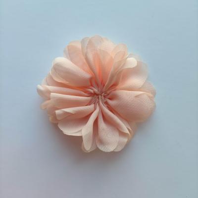 fleur en tissu mousseline peche  70mm