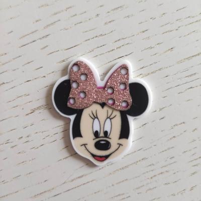 cabochon resine minnie noeud rose pailleté 40*45mm