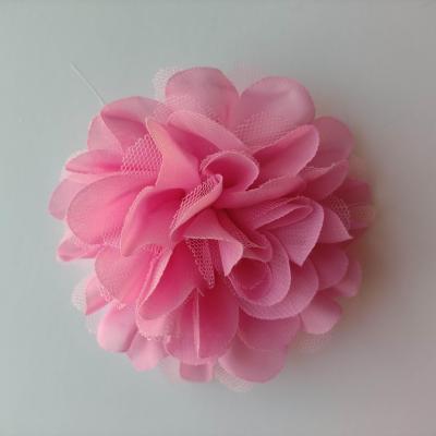 grande fleur mousseline et tulle 11 cm rose bonbon