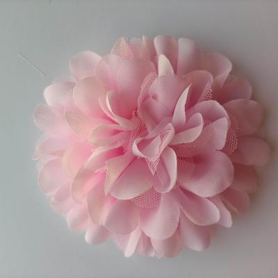 grande fleur mousseline et tulle 11 cm rose pale