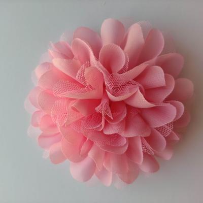 grande fleur mousseline et tulle 11 cm rose moyen