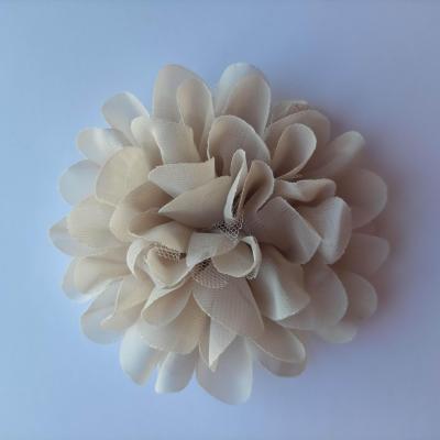 grande fleur mousseline et tulle 11 cm beige