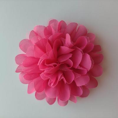 grande fleur mousseline et tulle 11 cm rose fuchsia