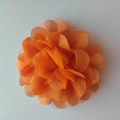 grande fleur mousseline et tulle 11 cm orange