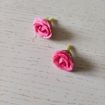 petite rose en tissu 20mm rose fuchsia