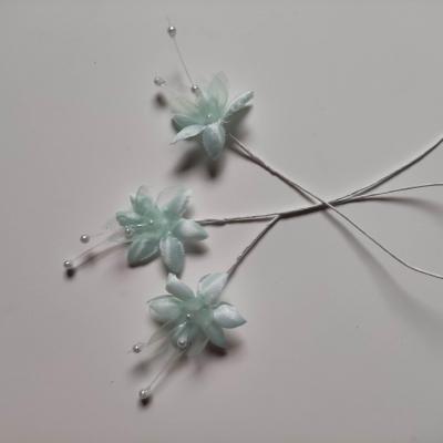 lot de 3 fleurs artificielles avec perles vertes