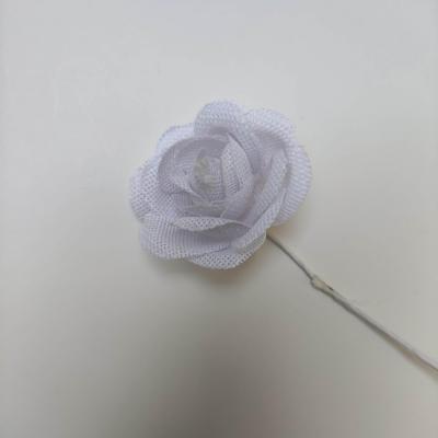 fleur en toile de jute blanche 5CM sur tige