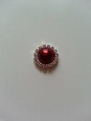 Embellissement métal strass bordeaux irisé 14mm