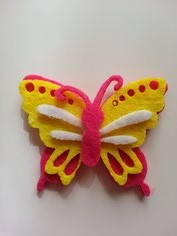 Papillon Rose Et Jaune En Feutrine 5 3cm