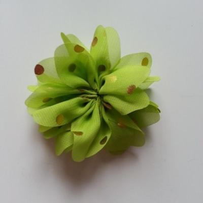 Applique fleur  à pois doré vert 80mm