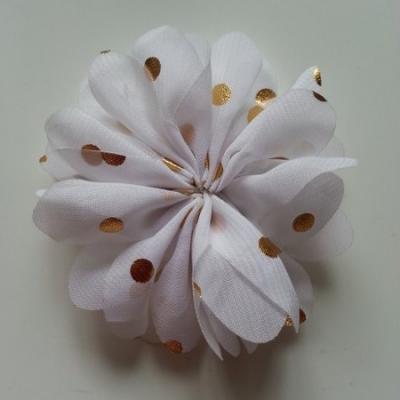 Applique fleur  à pois doré  blanc 80mm