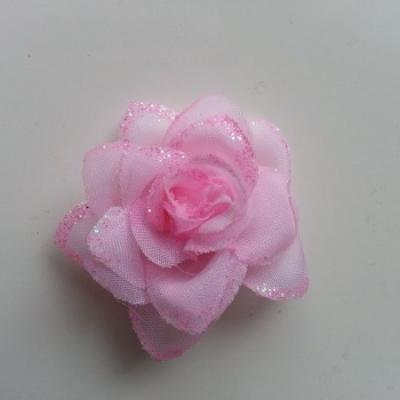 Fleur  en tissu pailletée  rose  50mm