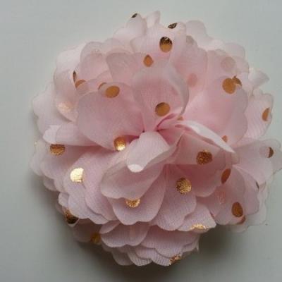 fleur en mousseline à pois doré rose pâle 10cm