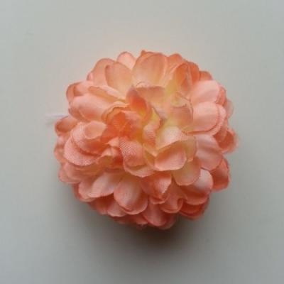 Fleur  pompon en tissu pêche   50mm